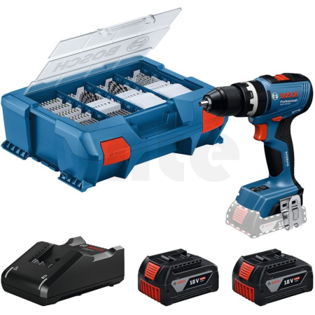 BOSCH GSB 18V-65 Akumulátorový příklepový vrtací šroubovák, 2 x 4.0Ah, L-case 06019N3307