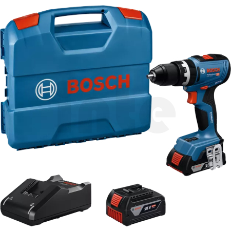 BOSCH GSB 18V-65 Akumulátorový příklepový vrtací šroubovák 1x 4.0Ah, 1x 2.0Ah, L-CASE 06019N3332