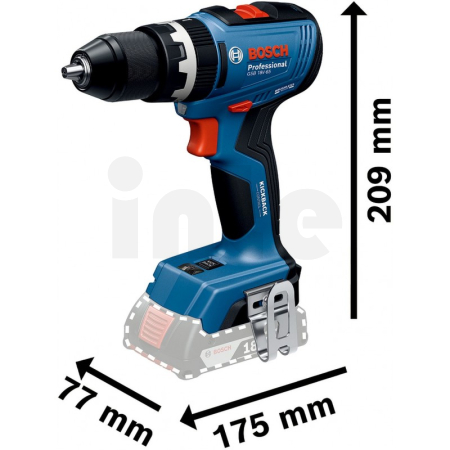 BOSCH GSB 18V-65 Akumulátorový příklepový vrtací šroubovák, 2x 2.0Ah, L-Case 06019N3100
