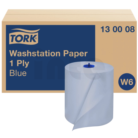 Tork utěrky do vodotěsného zásobníku, 1vrs, modré, W6, 6 rolí x 250 m, 130008