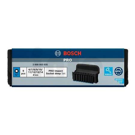 BOSCH Sada PRO Impact Socket Set, ¼″, prodloužené, 9 ks  2608003035