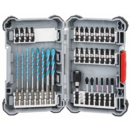 BOSCH Sada 35 kusů Pick and Click spirálových vrtáků MultiConstruction a šroubovacích nástavců Impact Control  2607017570