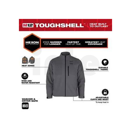 MILWAUKEE M12 HJGR6-0 (XXXL) HEXON Vyhřívaná bunda šedá 4932493830