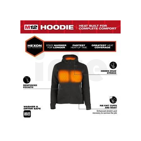 MILWAUKEE M12 HHLBL5-0 (M) HEXON Dámská vyhřívaná mikina s kapucí černá 4932499195