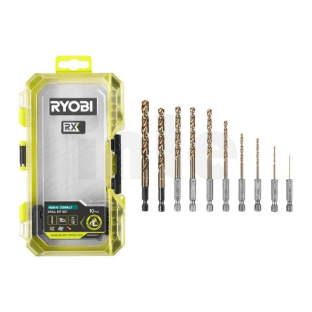 RYOBI RARXHGC10 RX sada kobaltových vrtáků do nerezu a oceli, 10 ks 5132006644