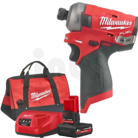 MILWAUKEE M12 FQID-501B Aku 1/4" HEX rázový šroubovák/utahovák, 50 Nm, 1 x M12 B5 + M12-18 C + taška, 4933500777