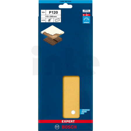 BOSCH Brusné papíry EXPERT C470 se 14 otvory pro vibrační brusky 115 × 280 mm, P120, 10 ks 2608900849