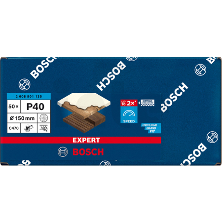 BOSCH Brusný papír EXPERT C470 s více otvory pro vibrační brusky 150 mm, G 40 50 ks 2608901135