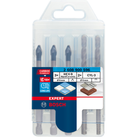 BOSCH Vrtáky do dlažby EXPERT HEX-9 HardCeramic, 6 mm, 5 ks 2608900596