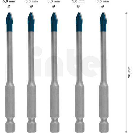 BOSCH Vrtáky do střešních tašek EXPERT HEX-9 HardCeramic 5 mm, 5 ks 2608900598