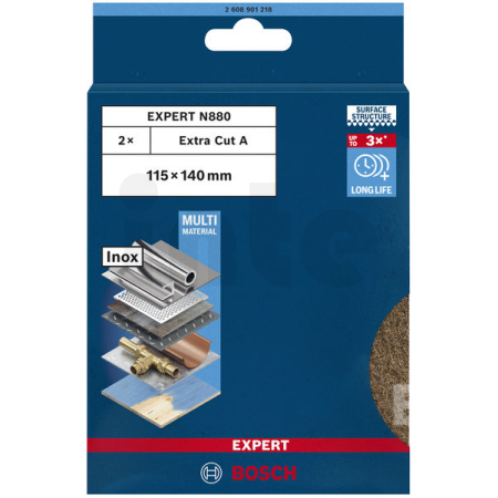 BOSCH Podložka EXPERT N880 z rouna pro ruční broušení 115 × 140 mm, hrubá A, 2 ks 2608901218