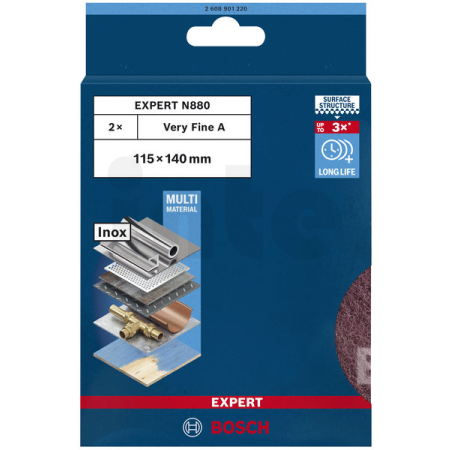BOSCH Podložka z rouna pro ruční broušení EXPERT N880, 115 × 140 mm, velmi jemná A, 2 ks 2608901220