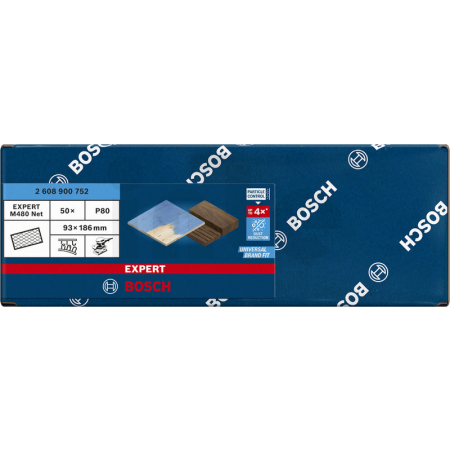 BOSCH Brusná mřížka EXPERT M480 pro vibrační brusky 93 × 186 mm, G 80, 50 ks 2608900752