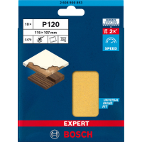 BOSCH Brusný papír EXPERT C470 se 6 otvory pro vibrační brusky 115 × 107 mm, G 120, 10 ks 2608900893