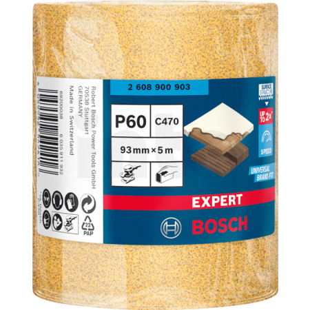 BOSCH Role brusného papíru EXPERT C470 pro ruční broušení 93 mm, 5 m, G 60 2608900903