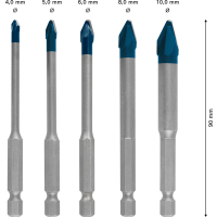 BOSCH 5dílná sada vrtáků do dlažby EXPERT HEX-9 HardCeramic 4/5/6/8/10 mm 2608900597