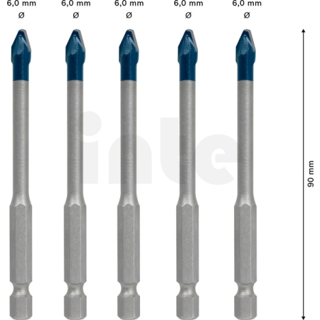 BOSCH Vrtáky do střešních tašek EXPERT HEX-9 HardCeramic, 6 mm, 5 ks 2608900599