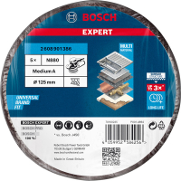 BOSCH Rounový kotouč EXPERT N880 pro vibrační brusky 125 mm, střední, 5 ks 2608901386