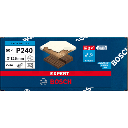 BOSCH Brusný papír EXPERT C470 s více otvory pro vibrační brusky 125 mm, G 240 50 ks 2608901132
