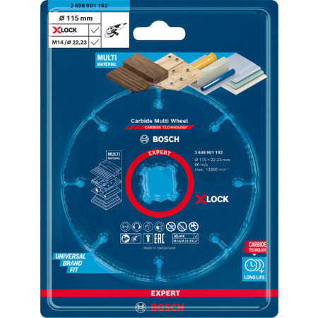 BOSCH Víceúčelové řezné kotouče EXPERT Carbide Multi Wheel X-LOCK 115 mm, 22,23 mm 2608901192