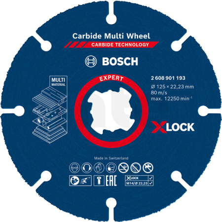 BOSCH Víceúčelový řezný kotouč EXPERT Carbide Multi Wheel X-LOCK 125 mm, 22,23 mm 2608901193