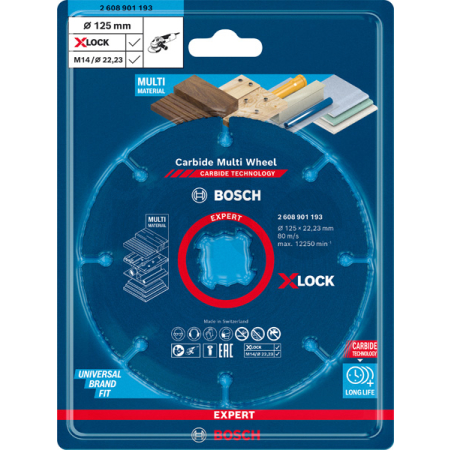 BOSCH Víceúčelový řezný kotouč EXPERT Carbide Multi Wheel X-LOCK 125 mm, 22,23 mm 2608901193