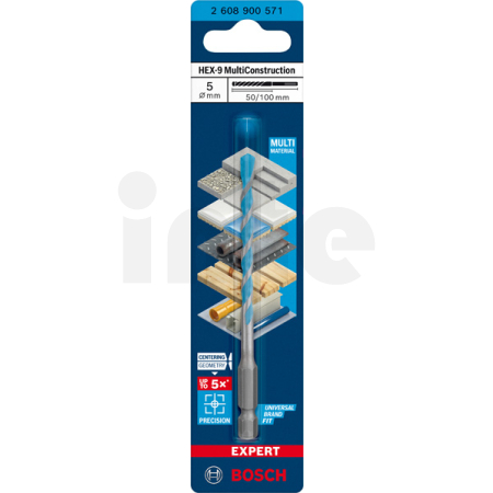 BOSCH Spirálový vrták EXPERT HEX-9 MultiConstruction, 5 × 50 × 100 mm 2608900571