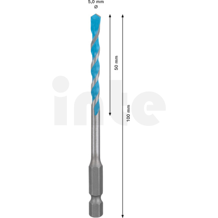 BOSCH Spirálový vrták EXPERT HEX-9 MultiConstruction, 5 × 50 × 100 mm 2608900571