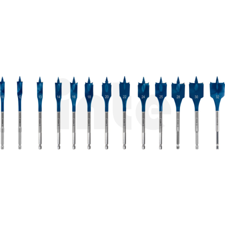 BOSCH 13dílná sada plochých vrtáků do dřeva EXPERT Self Cut Speed 10/12/13/14/16/18/20/22/24/25/28/30/32 mm 2608900336