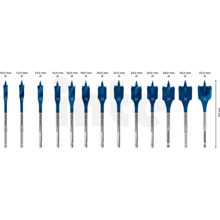 BOSCH 13dílná sada plochých vrtáků do dřeva EXPERT Self Cut Speed 10/12/13/14/16/18/20/22/24/25/28/30/32 mm 2608900336