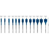 BOSCH 13dílná sada plochých vrtáků do dřeva EXPERT Self Cut Speed 10/12/13/14/16/18/20/22/24/25/28/30/32 mm 2608900336