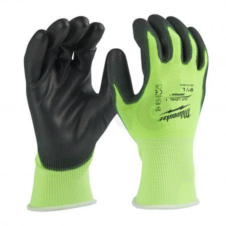 MILWAUKEE Povrstvené rukavice s vysokou viditelností a třídou ochrany proti proříznutí 1/A - 9/L- 1 