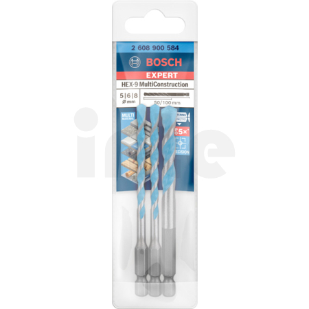 BOSCH 3dílná sada vrtáků EXPERT HEX-9 MultiConstruction 5/6/8 mm 2608900584