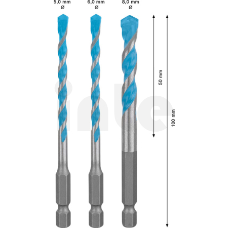 BOSCH 3dílná sada vrtáků EXPERT HEX-9 MultiConstruction 5/6/8 mm 2608900584