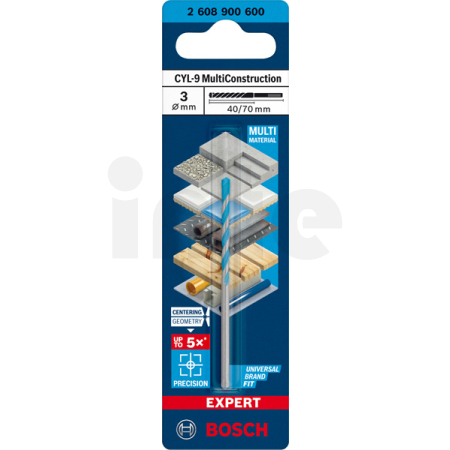 BOSCH Víceúčelový vrták EXPERT CYL-9 MultiConstruction, 3 × 40 × 70 mm 2608900600