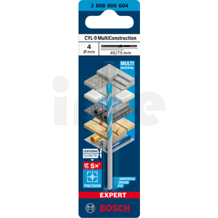 BOSCH Víceúčelový vrták EXPERT CYL-9 MultiConstruction, 4 × 40 × 75 mm 2608900604