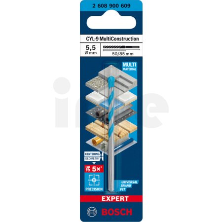 BOSCH Spirálový vrták EXPERT CYL-9 MultiConstruction, 5,5 × 50 × 85 mm 2608900609