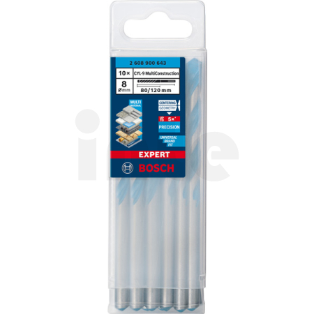 BOSCH Spirálový vrták EXPERT CYL-9 MultiConstruction 8 × 80 × 120 mm, 10 ks 2608900643