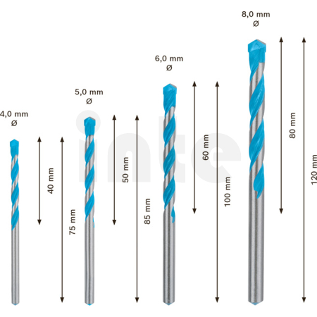 BOSCH 4dílná sada vrtáků EXPERT MultiConstruction CYL-9, 4/5/6/8 mm 2608900645