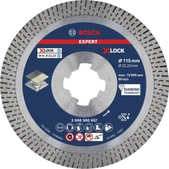 BOSCH Diamantový řezný kotouč EXPERT HardCeramic X-LOCK 115 × 22,23 × 1,4 × 10 mm 2608900657