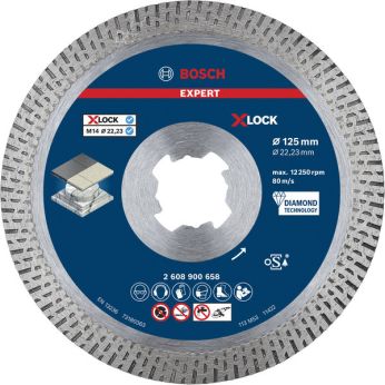 BOSCH Diamantový řezný kotouč EXPERT HardCeramic X-LOCK 125 × 22,23 × 1,4 × 10 mm 2608900658