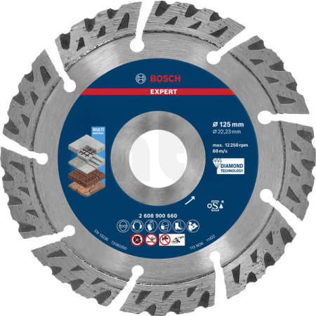 BOSCH Diamantový řezný kotouč EXPERT MultiMaterial 125 × 22,23 × 2,2 × 12 mm 2608900660