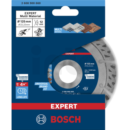 BOSCH Diamantový řezný kotouč EXPERT MultiMaterial 125 × 22,23 × 2,2 × 12 mm 2608900660