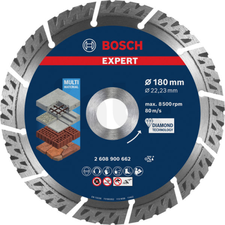 BOSCH Diamantový řezný kotouč EXPERT MultiMaterial 180 × 22,23 × 2,4 × 12 mm 2608900662