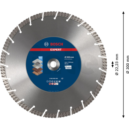 BOSCH Diamantový dělicí kotouč EXPERT MultiMaterial 300 × 22,23 × 2,8 × 15 mm 2608900664
