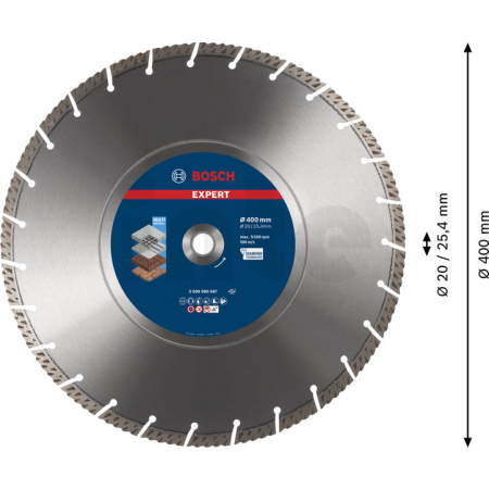 BOSCH Diamantový dělicí kotouč EXPERT MultiMaterial 400 × 20/25,40 × 3,3 × 12 mm 2608900667