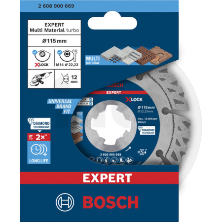 BOSCH Diamantový dělicí kotouč EXPERT MultiMaterial X-LOCK 115 × 22,23 × 2,4 × 12 mm 2608900669