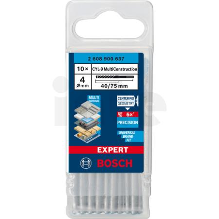 BOSCH Spirálový vrták EXPERT CYL-9 MultiConstruction 4 × 40 × 75 mm, 10 ks 2608900637