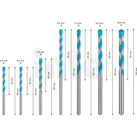 BOSCH 7dílná sada víceúčelových vrtáků EXPERT MultiConstruction CYL-9, 5/5,5/6/6/7/8/10 mm 2608900648