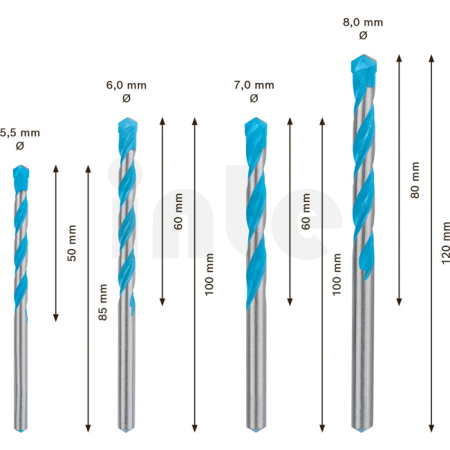BOSCH 4dílná sada vrtáků EXPERT MultiConstruction CYL-9 5,5/6/7/8 mm 2608900650